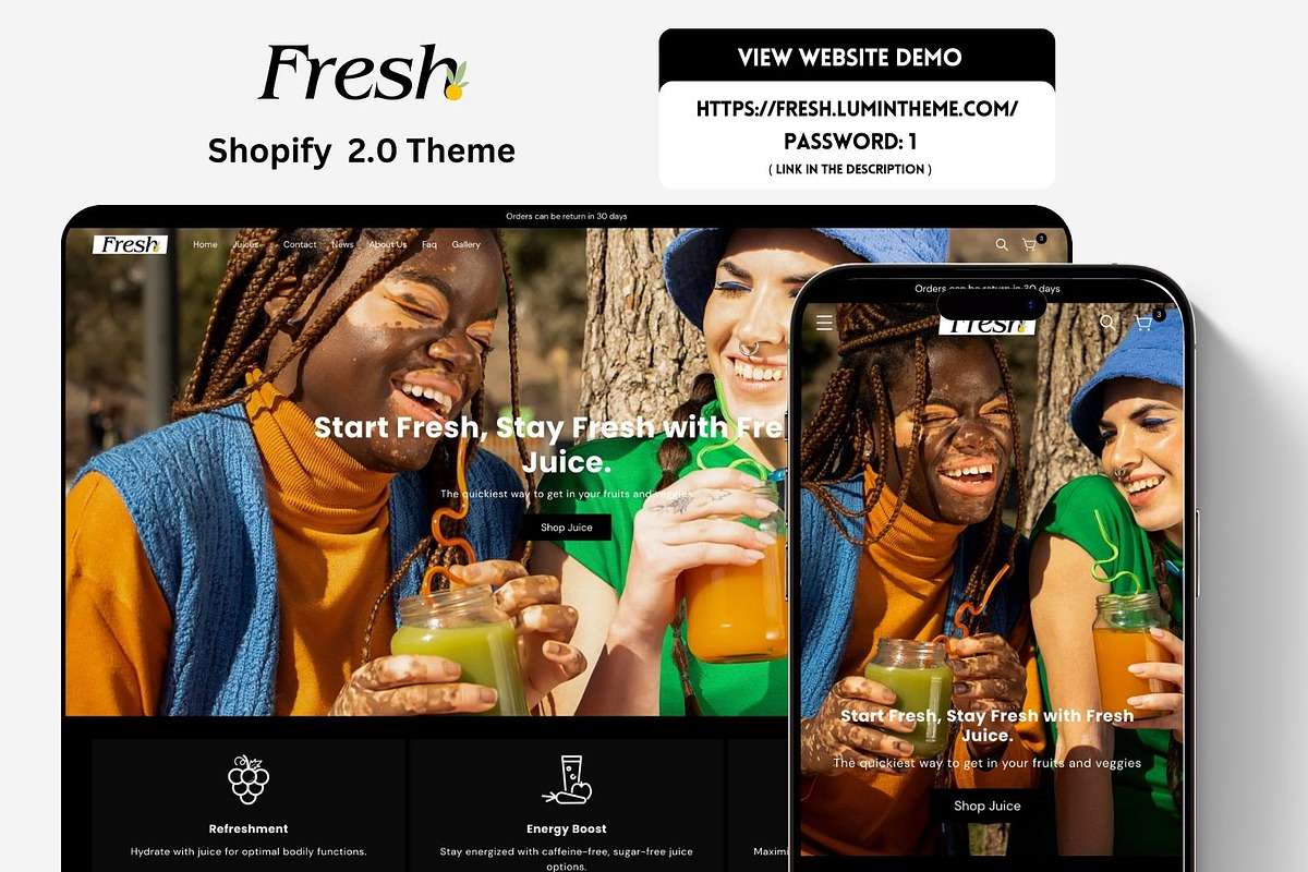 Fresh Shopify 2.0 Theme, a Shopify Template by Lumin Lab (Photo 2 of 10)