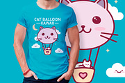 Cat Balloon T-shirt Design, an Animal Illustration by vectorwithin (Thumbnail 2 of 3)