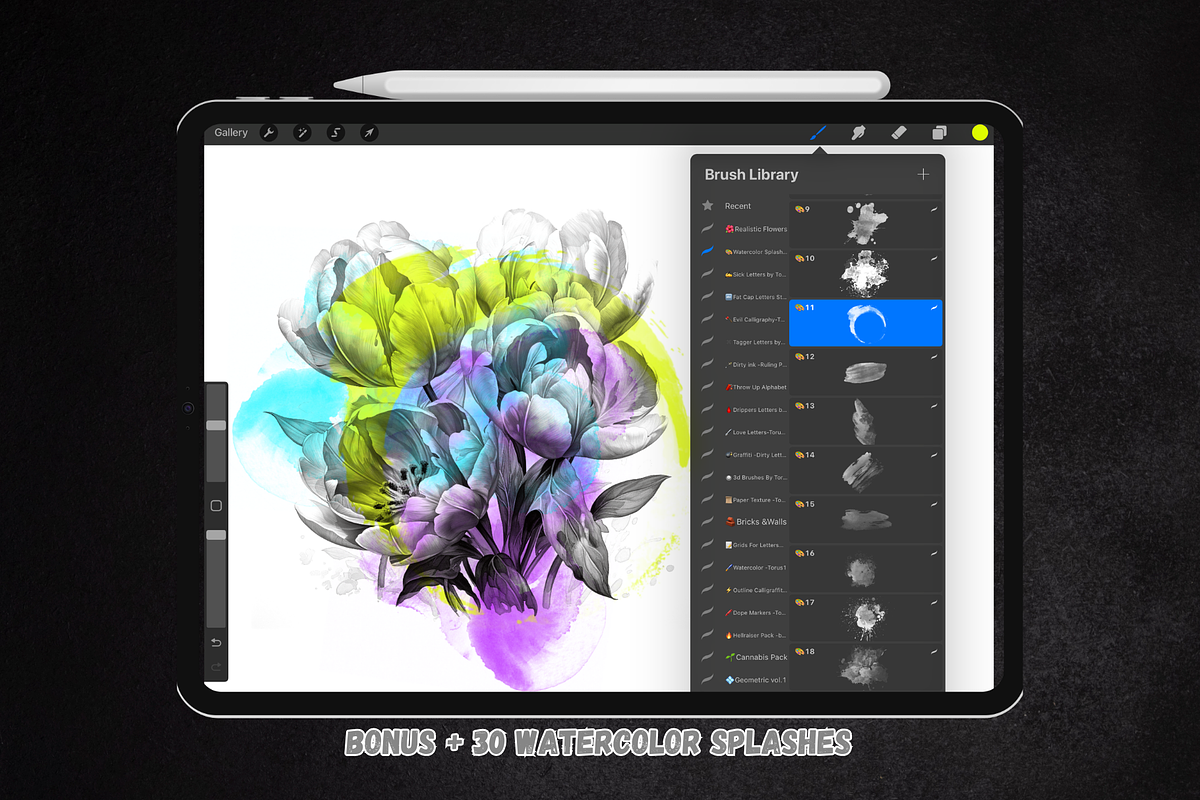 110 + Flowers Stamps for Procreate, a Brushes & More by Torus1 (Photo 7 of 8)