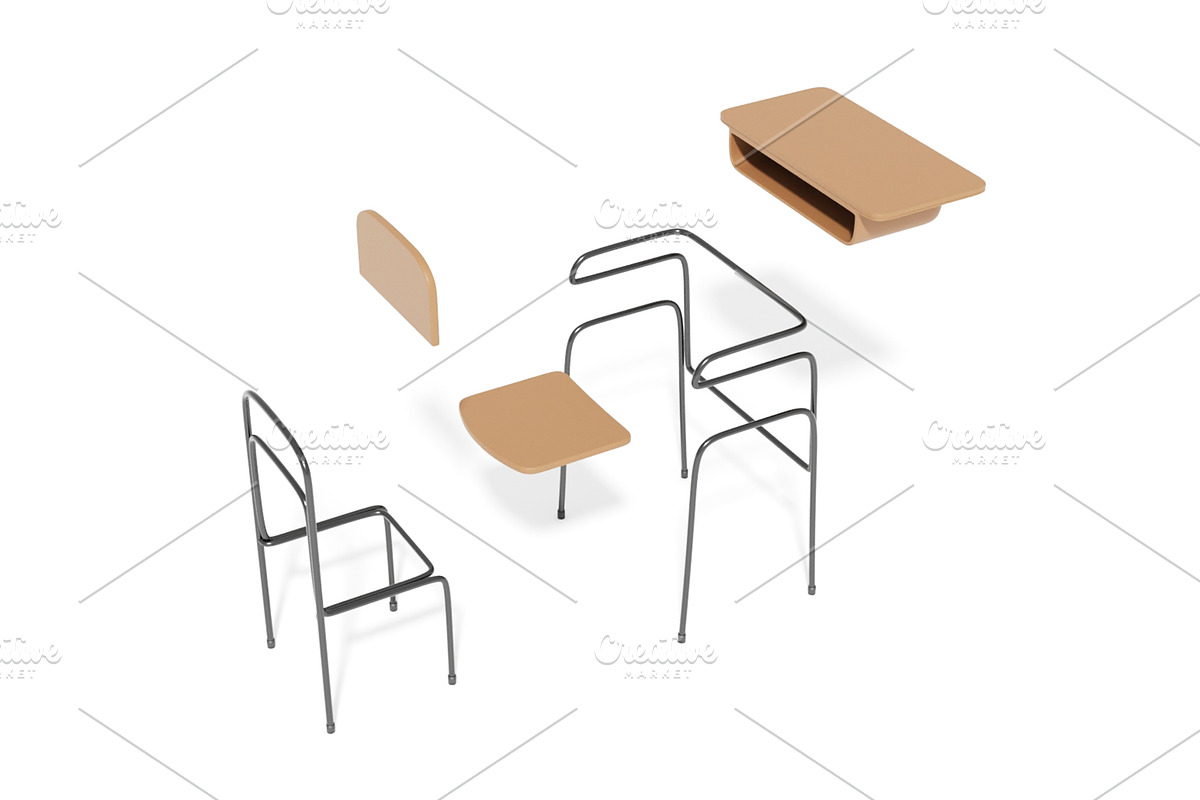 School Chair 3D Model, a Furniture 3D Model by mrfauzi (Photo 10 of 13)