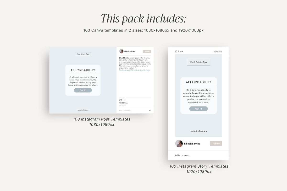Real Estate Instagram Post Templates, a Social Media Template by LiliesandBerries (Photo 15 of 23)