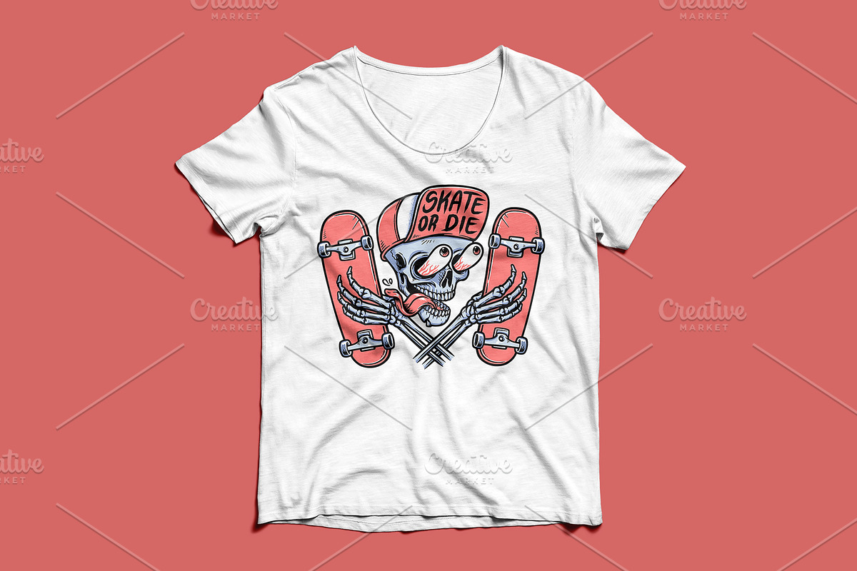 skull is holding a skateboard, a Person Illustration by gunaonedesign (Photo 4 of 4)
