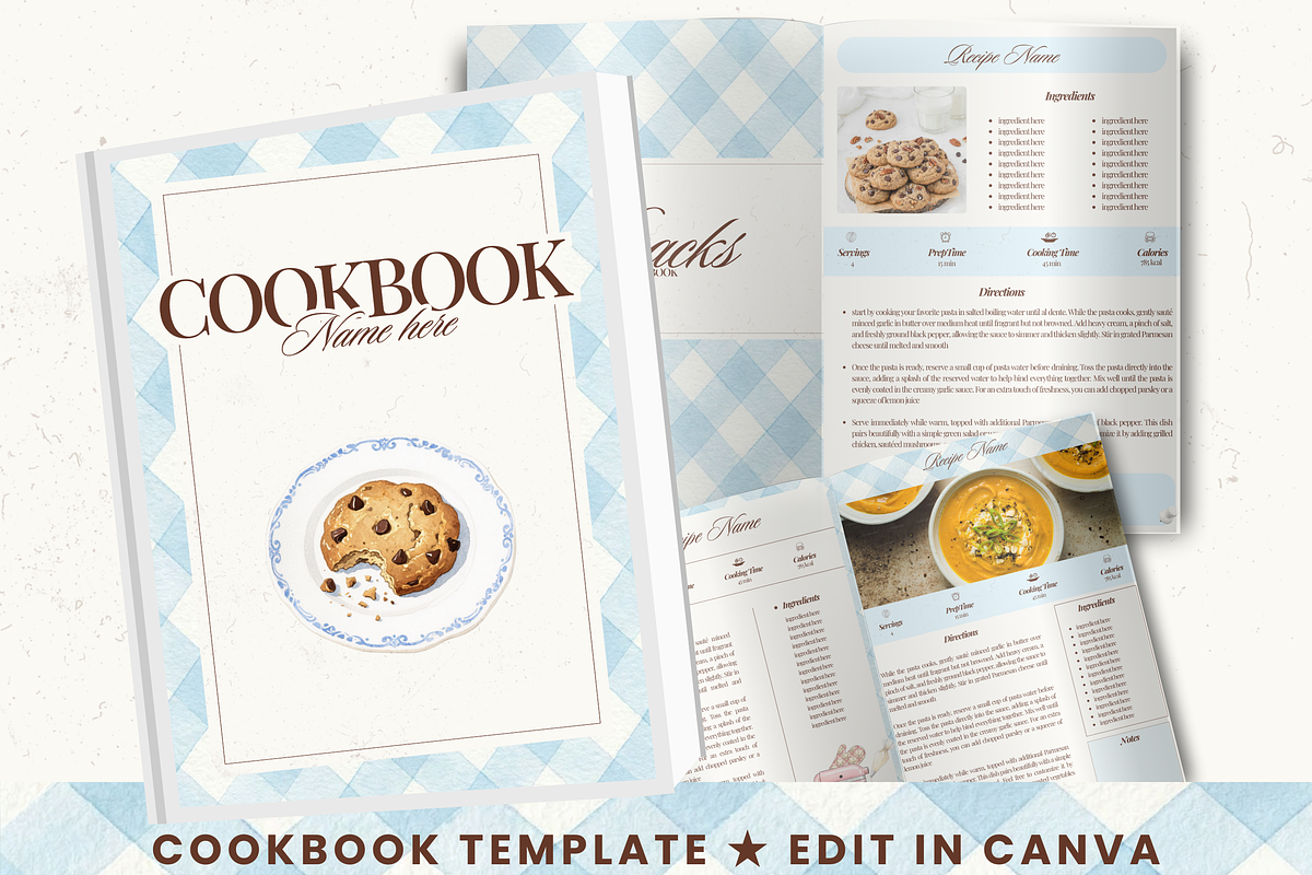 Printable family cookbook template, a Social Media Template by PixelBloomClub (Photo 1 of 8)
