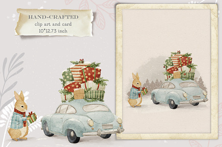 Christmas Rabbit Peter and Car