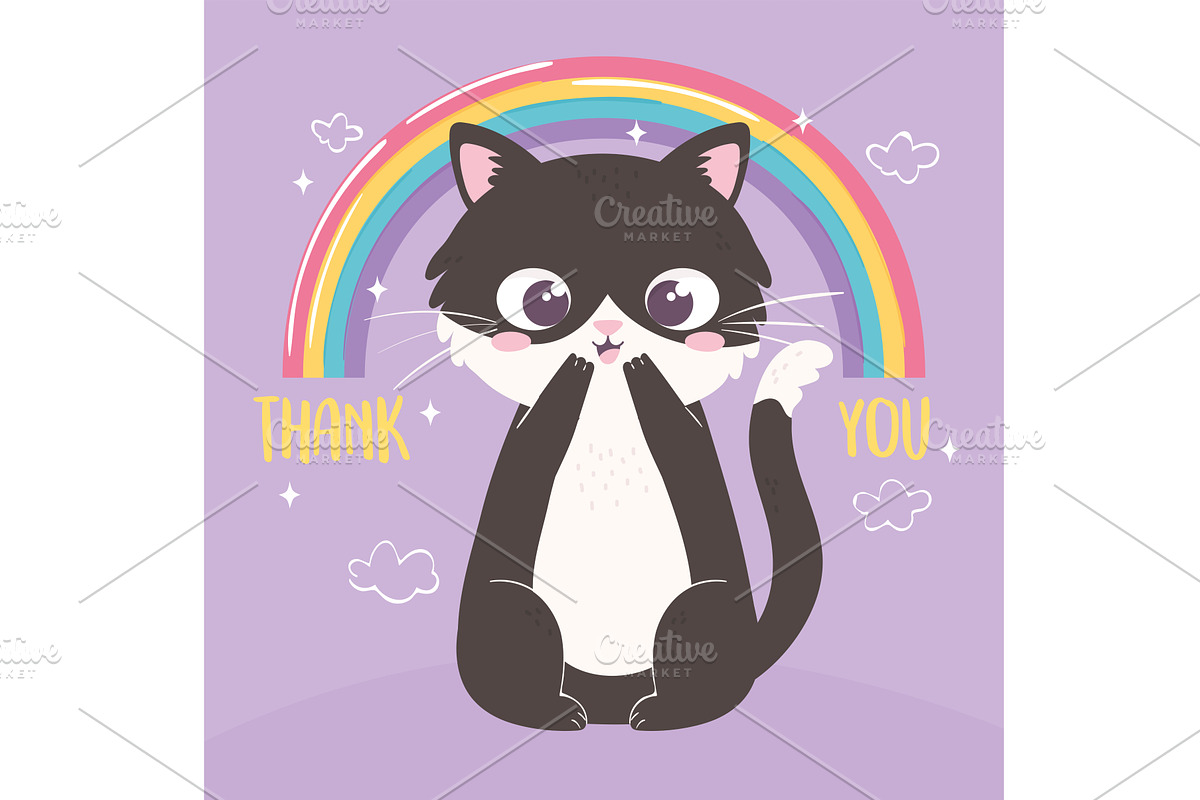 cute kitty rainbow, an Animal Illustration by studiogstock