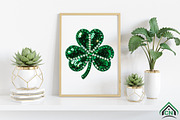 Green Sequin Shamrock PNG, an Illustration by Craft Nest (Thumbnail 3 of 4)