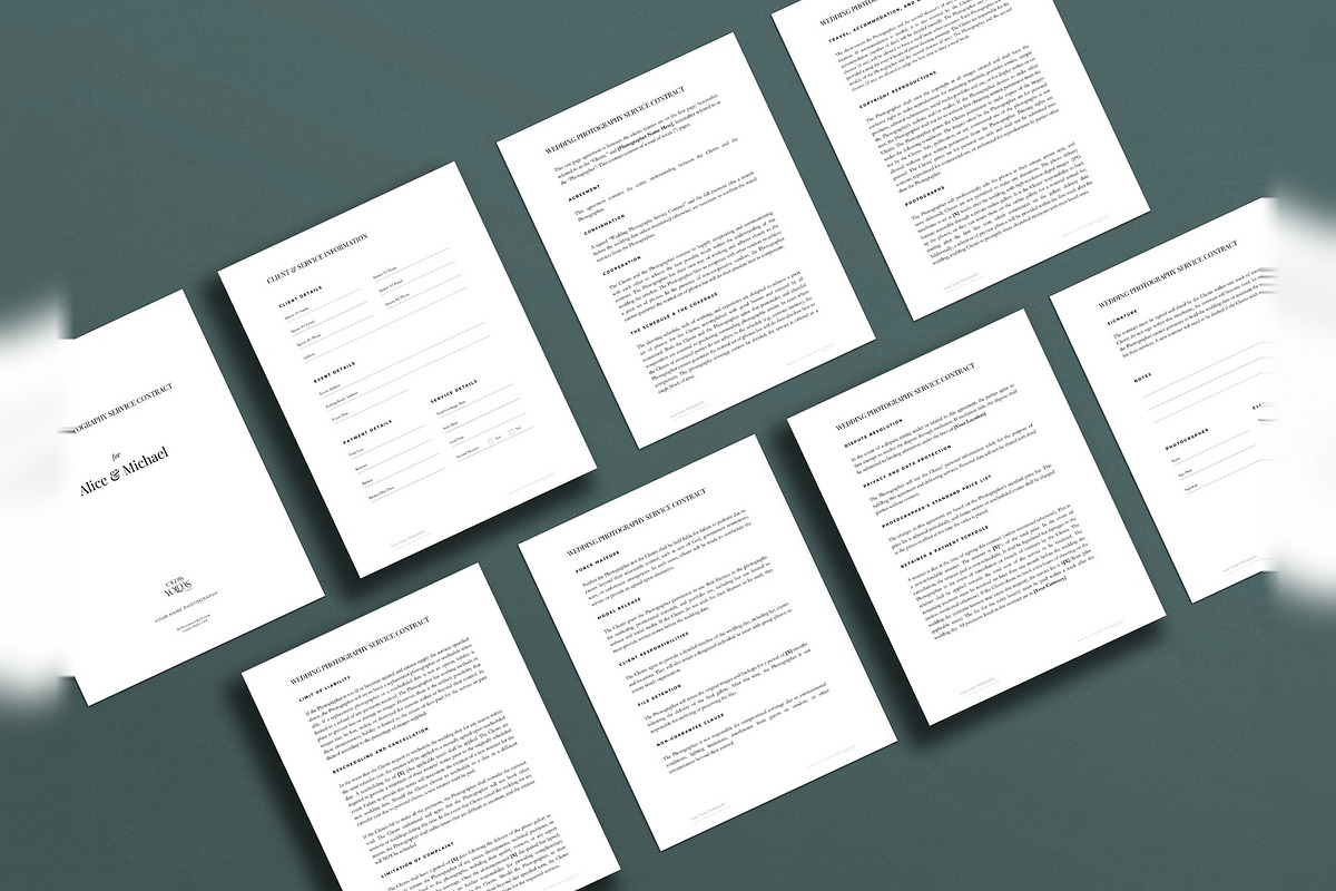 Wedding Photography Contract, a Stationery Template by Cagdas Yoldas (Photo 3 of 6)