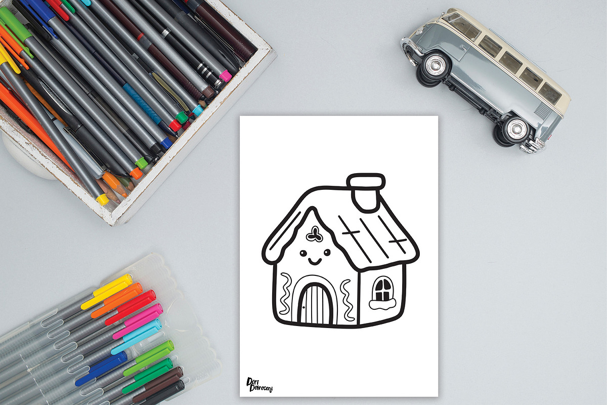 Cute Christmas Coloring Pages, a Graphic by Dori Debreceni draws (Photo 4 of 6)