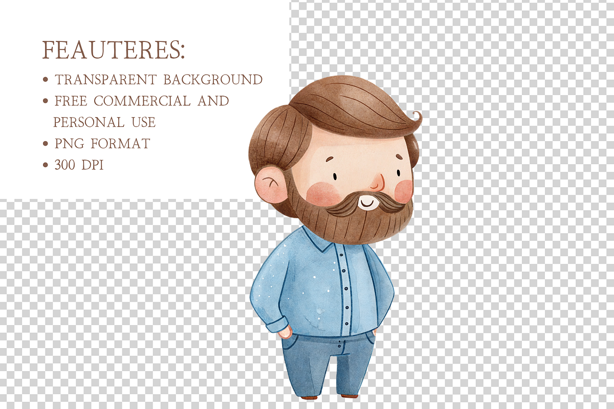 Watercolor Fathers Day Clipart, an Illustration by MockupWizard (Photo 4 of 5)
