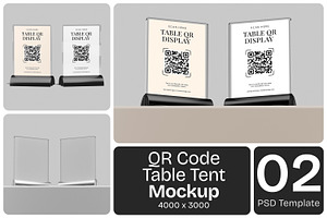 QR Code Table Tent Mockup, an Advertising Mockup by Permadi Creative