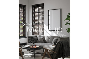 Frame mockup in home interior, a Print Template by Artjafara