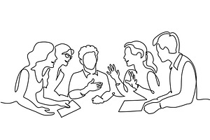 Group of young people discuss, an Education Illustration by Valenty
