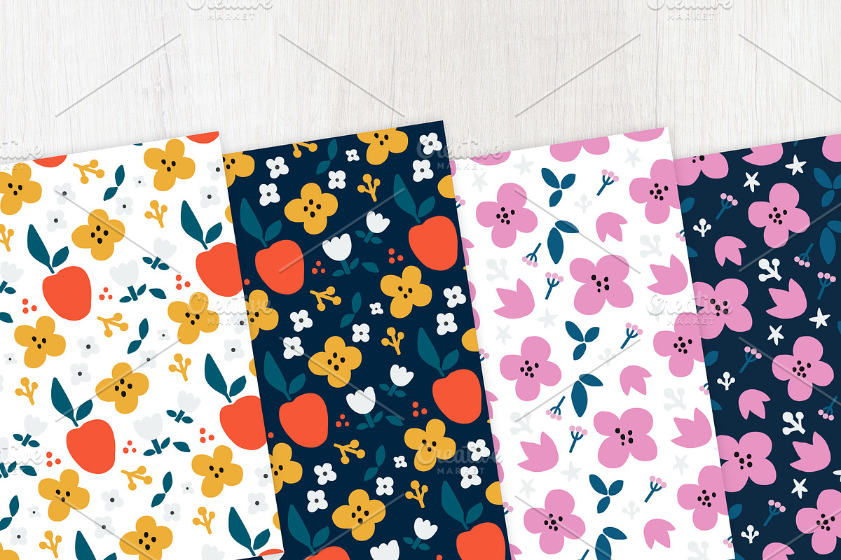 Floral Patterns Set, a Decorative Illustration by DikayaMiau (Photo 3 of 8)