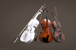 Violin 3d Model Game Ready