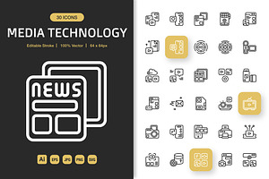 Media Technology Icons, an Icon by Spacepixel Creative