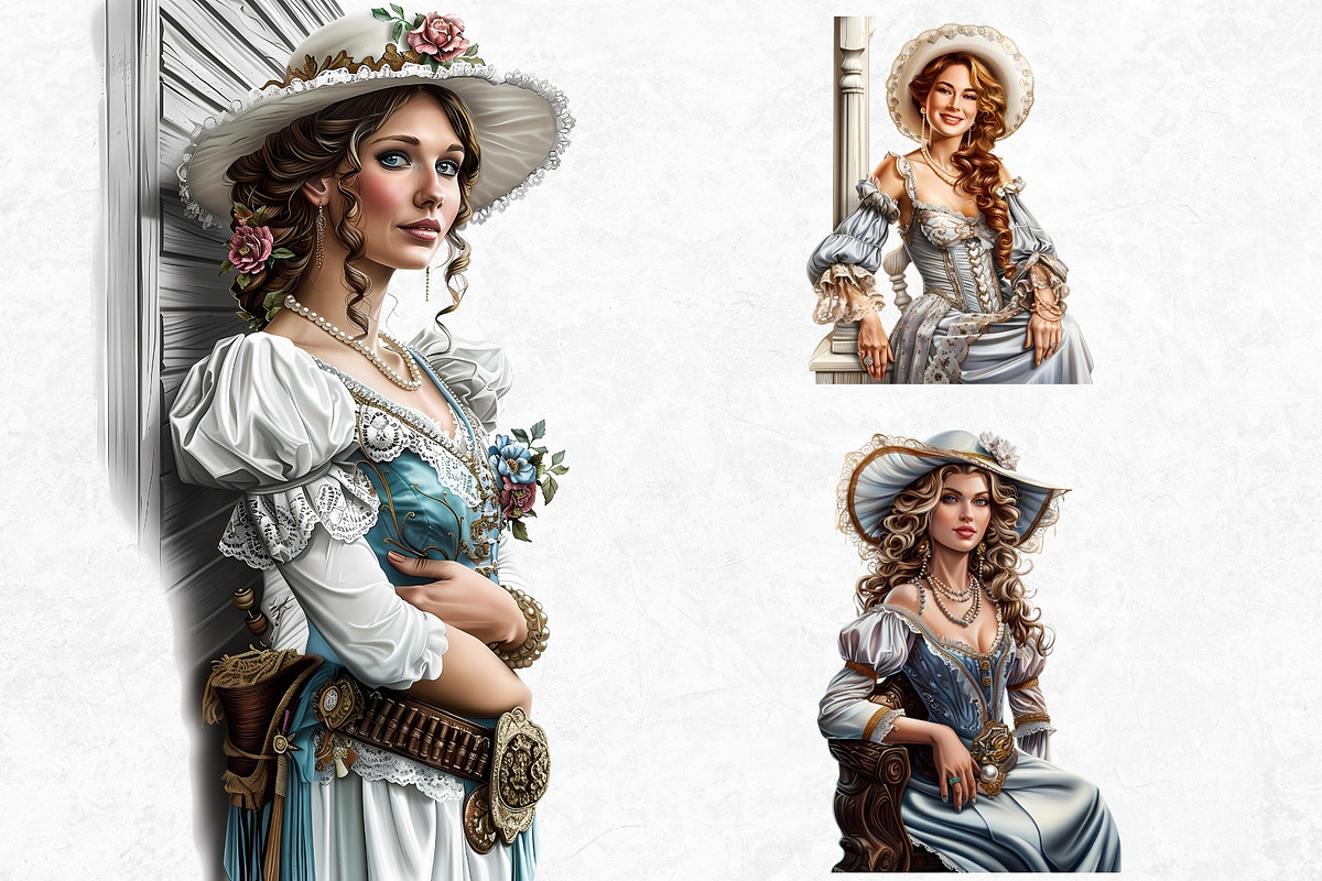 Southern Belle Cowgirls Clipart Set, a Person Illustration by ThatsDesign Art (Photo 8 of 10)