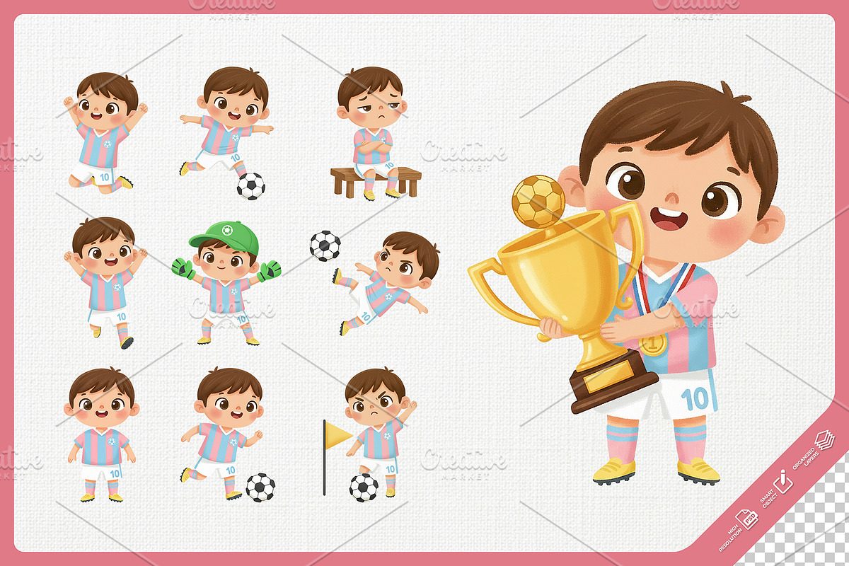 Friendly Soccer Kid Cute Cartoon, a Sport Illustration by Gohsantosa (Photo 3 of 4)