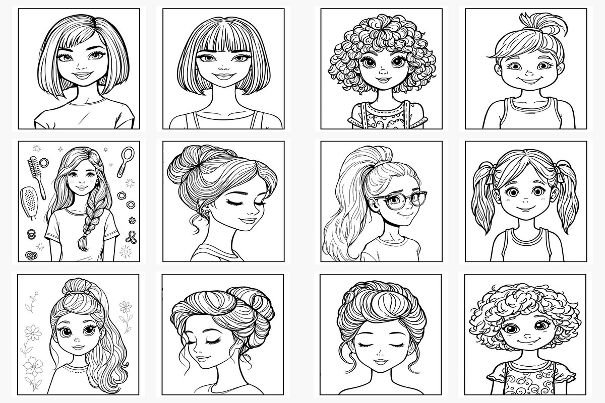 Girls Hairstyles Coloring Pages