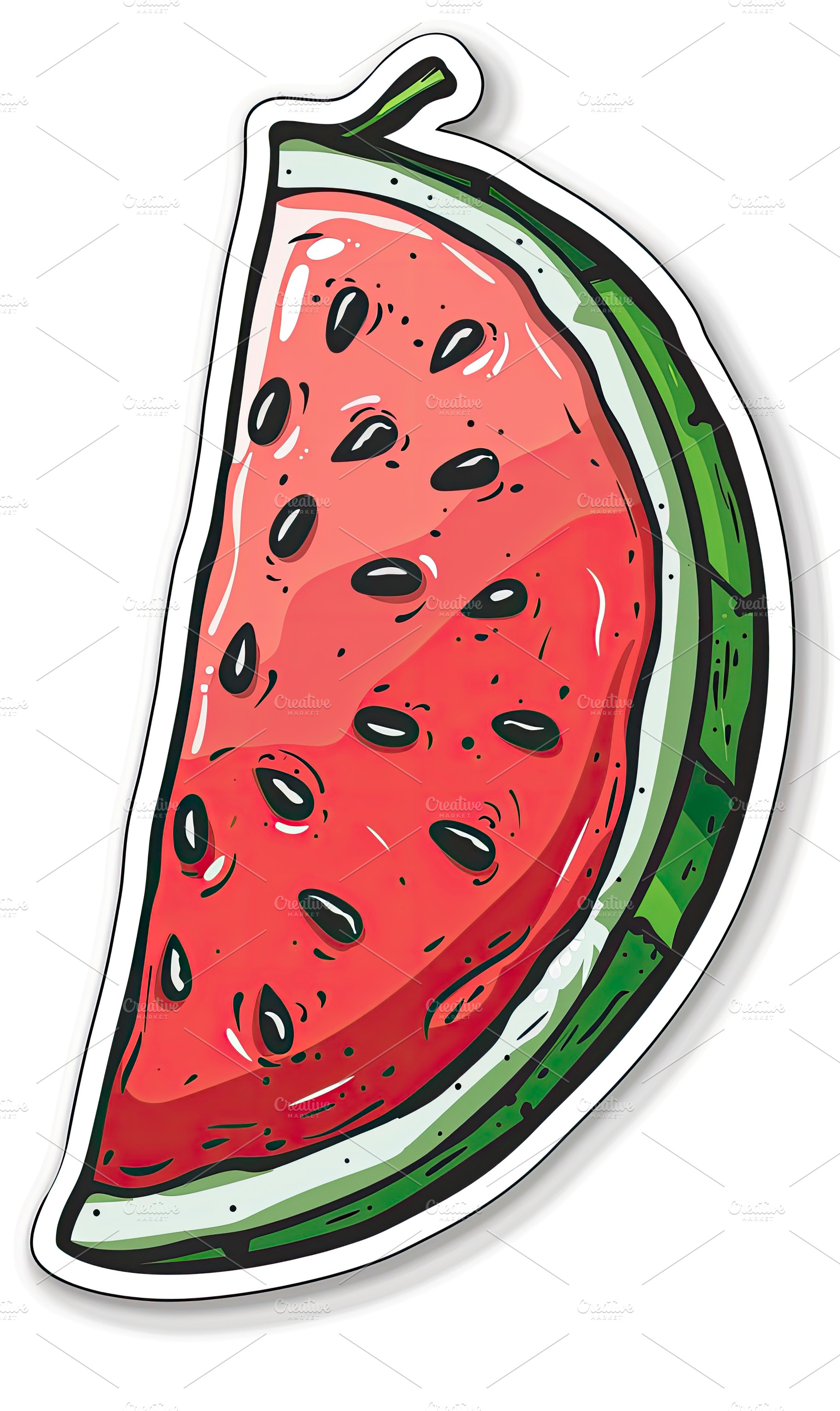 Cartoon Watermelon Slice Sticker, Ge, a Photo by LOGOCREATIVE