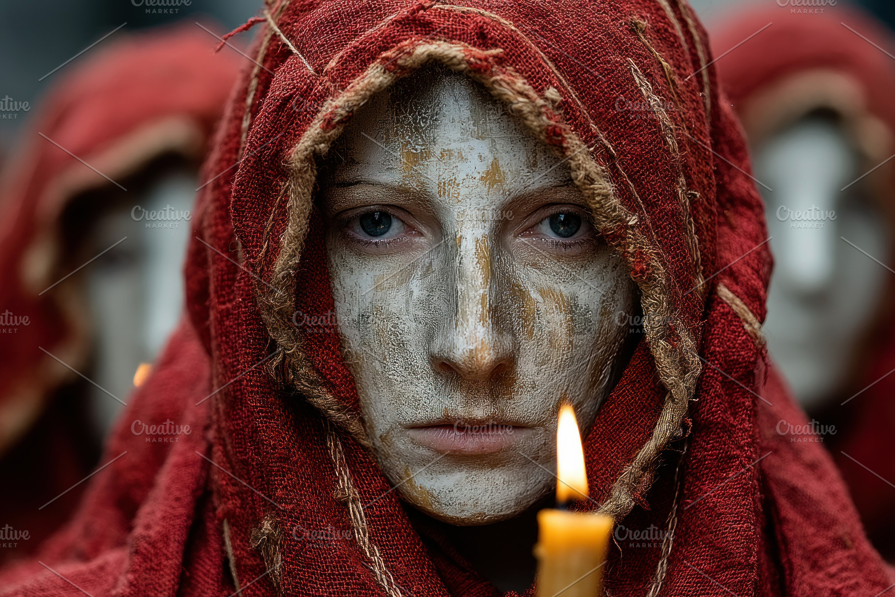 Mysterious ritual portrait of person with metallic painted face, a Person Photo by José Manuel Gelpi