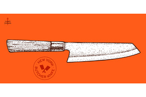 Butcher Knife. Hand drawn sketch