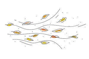 Wind air doodle autumn leaves, an Object Illustration by Vector Tradition