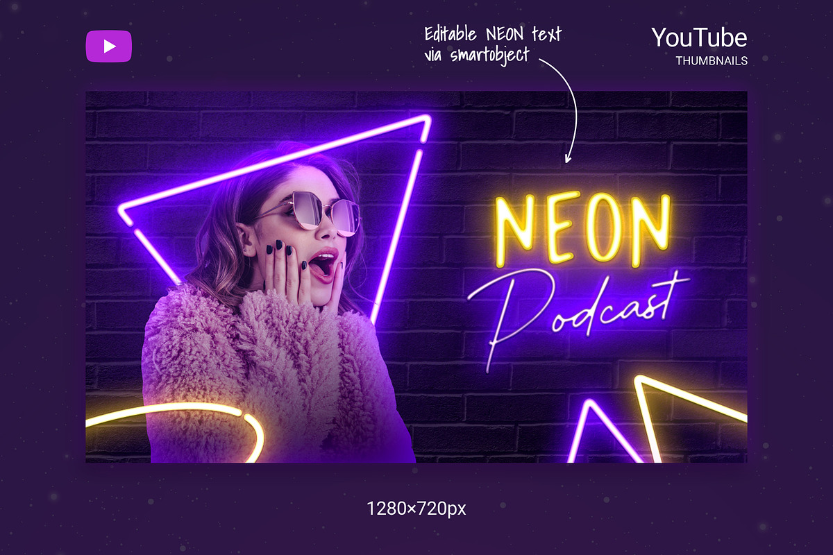 Neon YouTube Thumbnails, a Social Media Template by Andrew Skoch Design