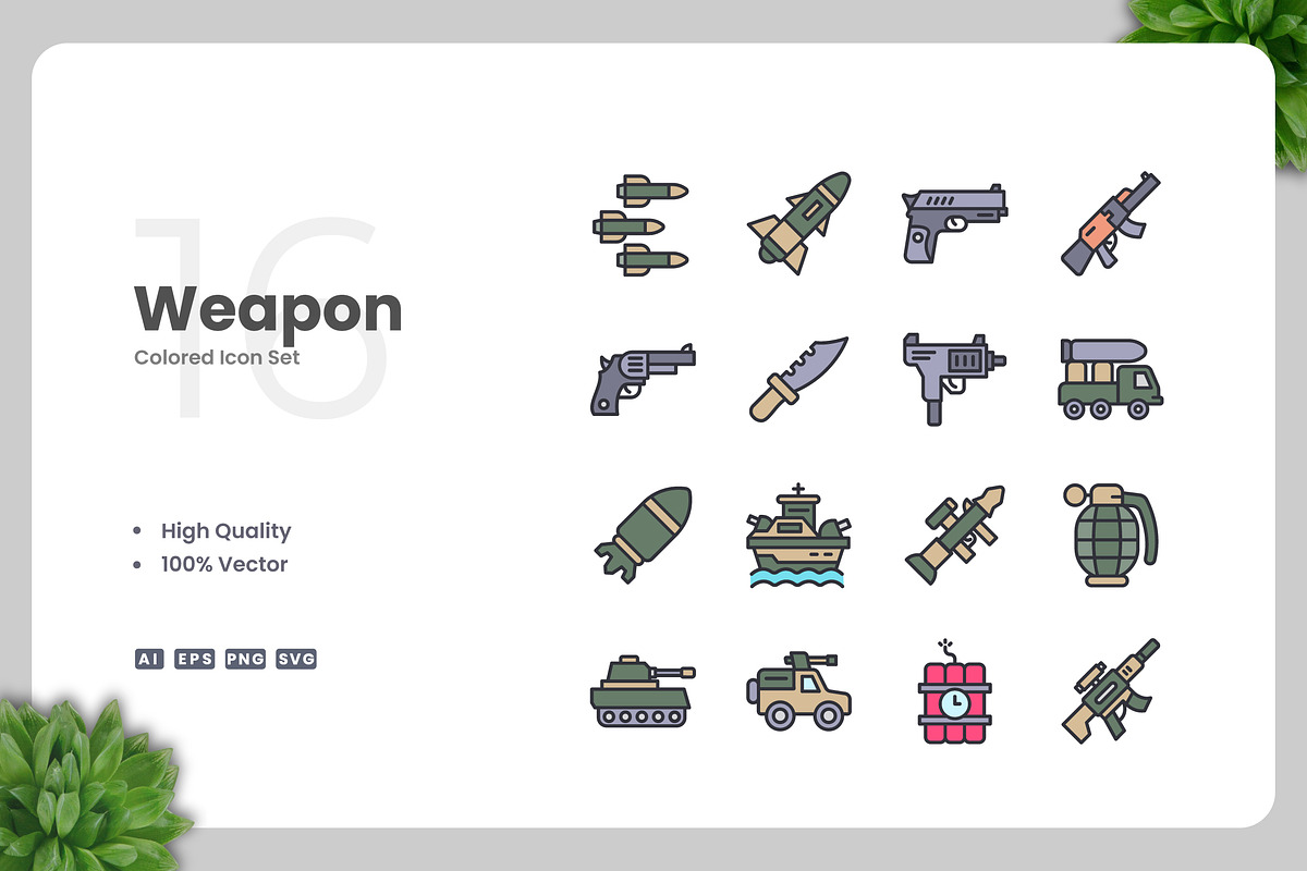 Weapon Colored Icons, an Icon by Upnowgraphic