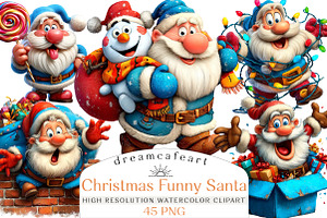 Christmas Funny Santa Clipart, an Illustration by DreamCafeArt