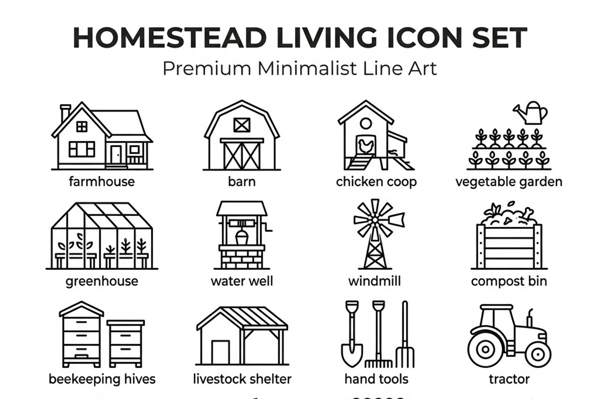 39 Homestead Living Outline Icons, an Outline Icon by adenpinkstore (Photo 1 of 12)