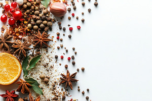 Food and Various spices, isolated on, a Food & Drink Photo by Pixeness Studio