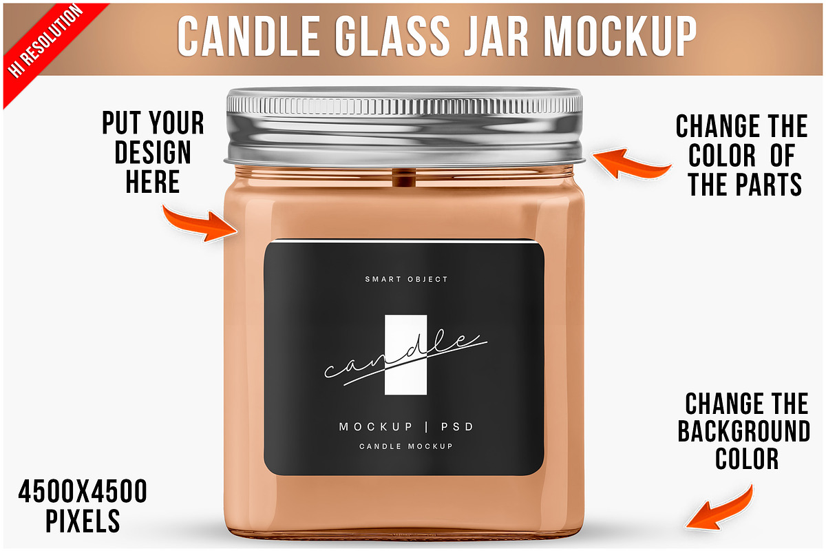 A Candle Glass Jar Mockup PSD, a Packaging Mockup by Bruno's Shop (Photo 1 of 4)