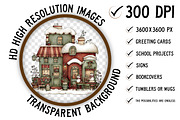 Christmas Town Sublimation Clipart, an Illustration by Craft Nest (Thumbnail 2 of 7)