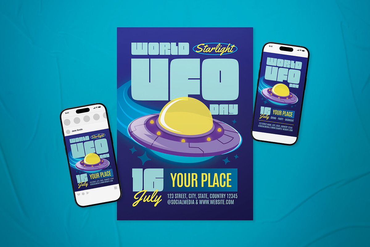 World UFO Day Event Flyer Set, a Flyer Template by The Good Store (Photo 1 of 2)