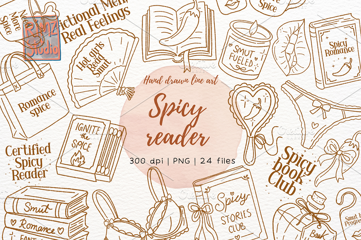 Spicy Reader & Dark Romance Line Art, an Object Illustration by RimzStudio (Photo 1 of 7)