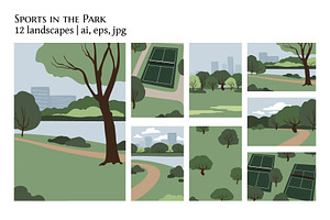 Urban park landscape illustration, a Sport Illustration by LyubovZaytseva
