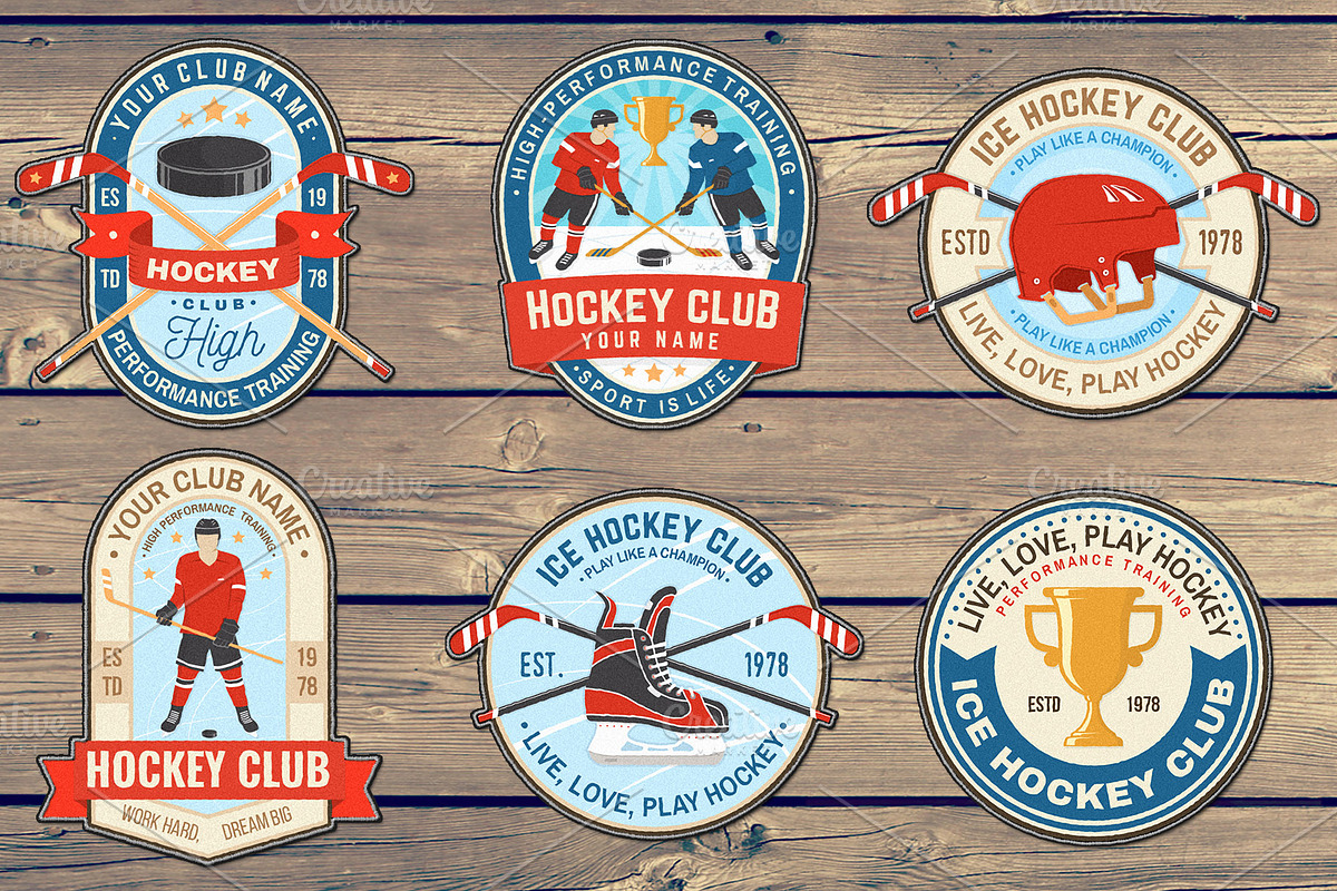 Ice Hockey Club 12 Patches, a Branding & Logo Template by sivVector (Photo 2 of 4)