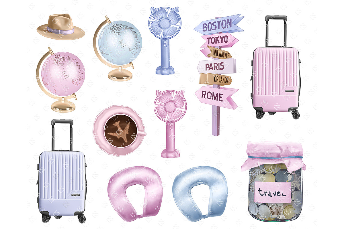 Travel Planner Clip Art Illustration, an Illustration by Collart Studio (Photo 3 of 6)