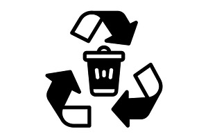 Recycling dustbin solid icon, a Solid Icon by Creative priyanka