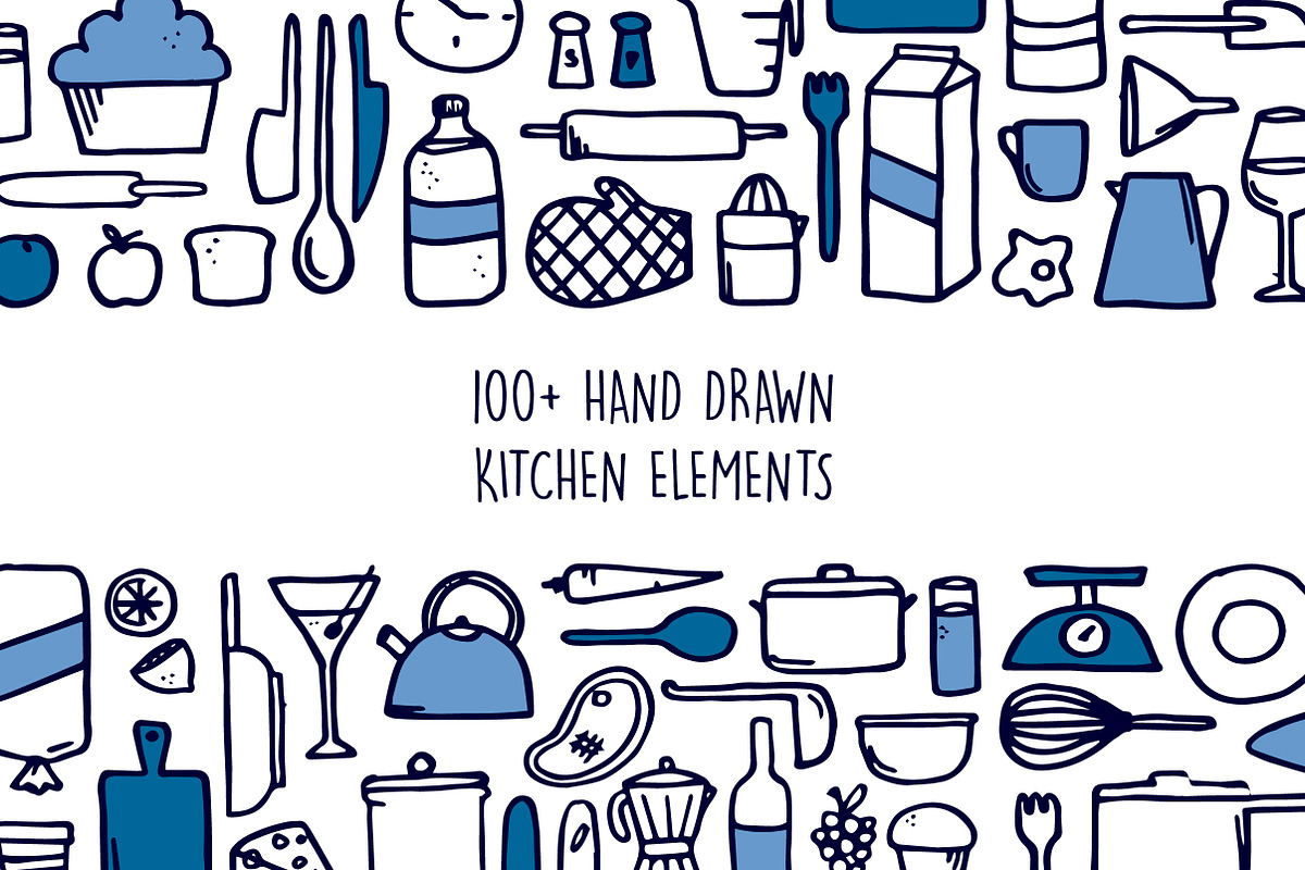 100+ Hand Drawn Kitchen Elements, an Object Graphic by Interior Mockup Co (Photo 1 of 4)