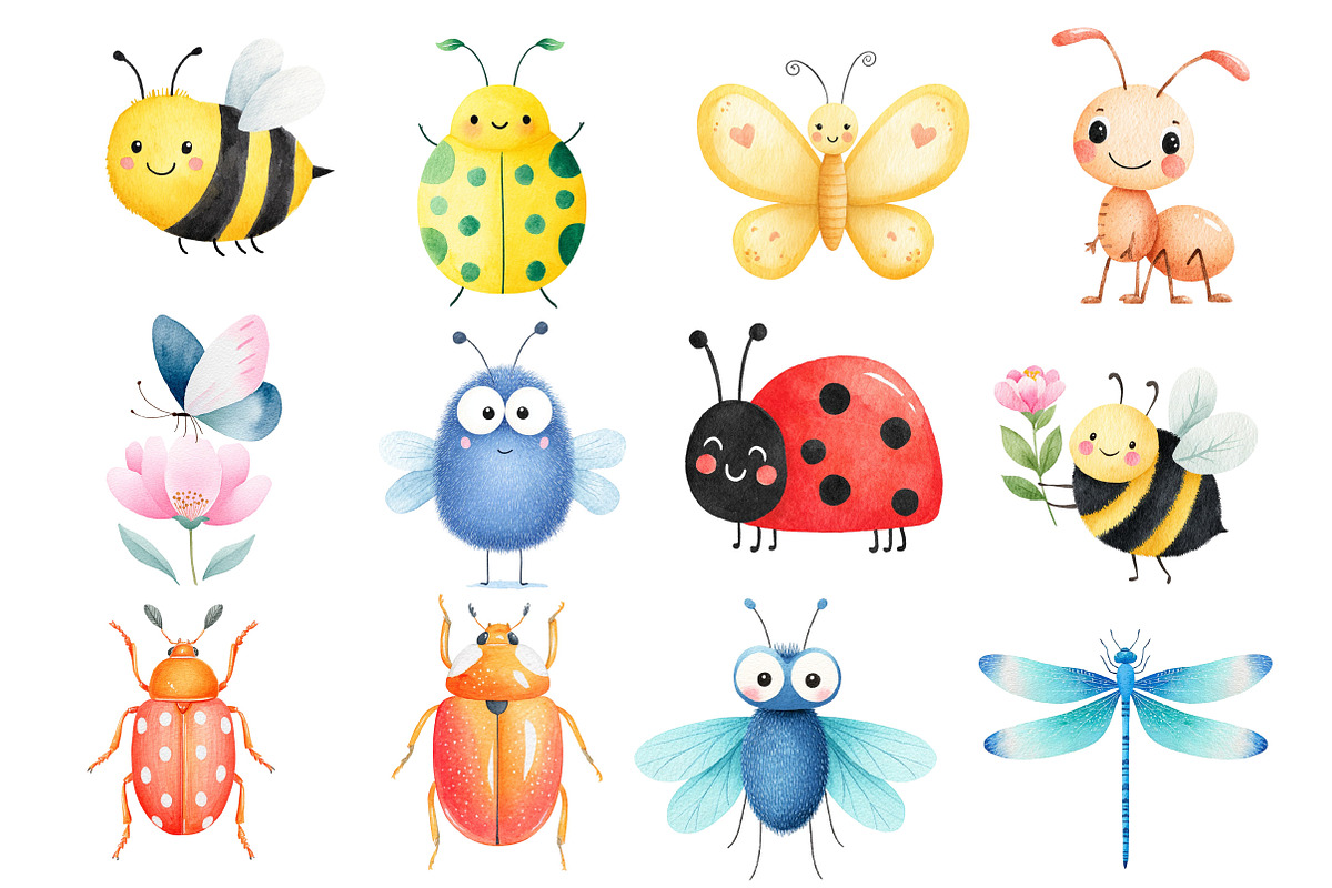 Watercolor Insects Clipart Bundle, an Illustration by Dream Creation (Photo 5 of 7)