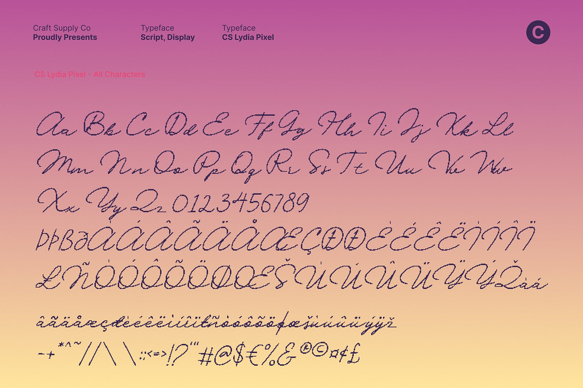 CS Lydia Pixel, a Script Font by Craft Supply Co. (Photo 8 of 8)