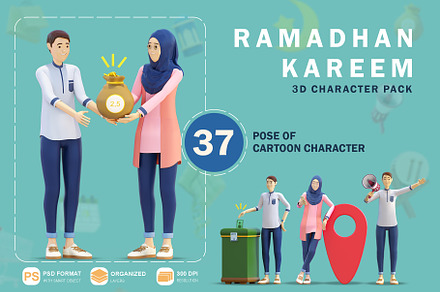3d character pack of cartoon people