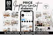 Price Improvement Instagram Posts, a Social Media Template by CreativeVinesStore (Thumbnail 1 of 6)