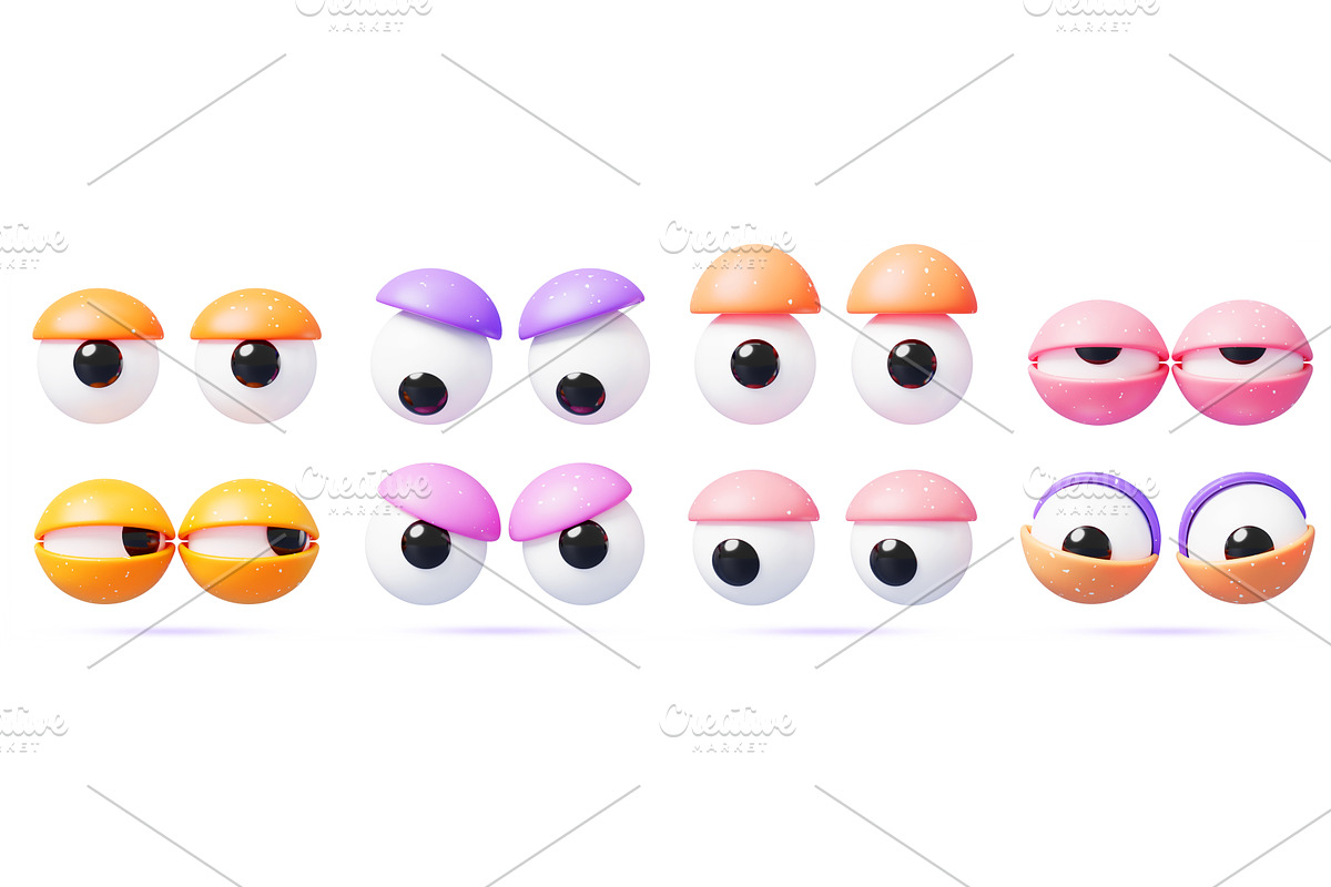 Cartoon 3D googly eyes set with, a Characters & Person 3D Model by Marozhkastudio