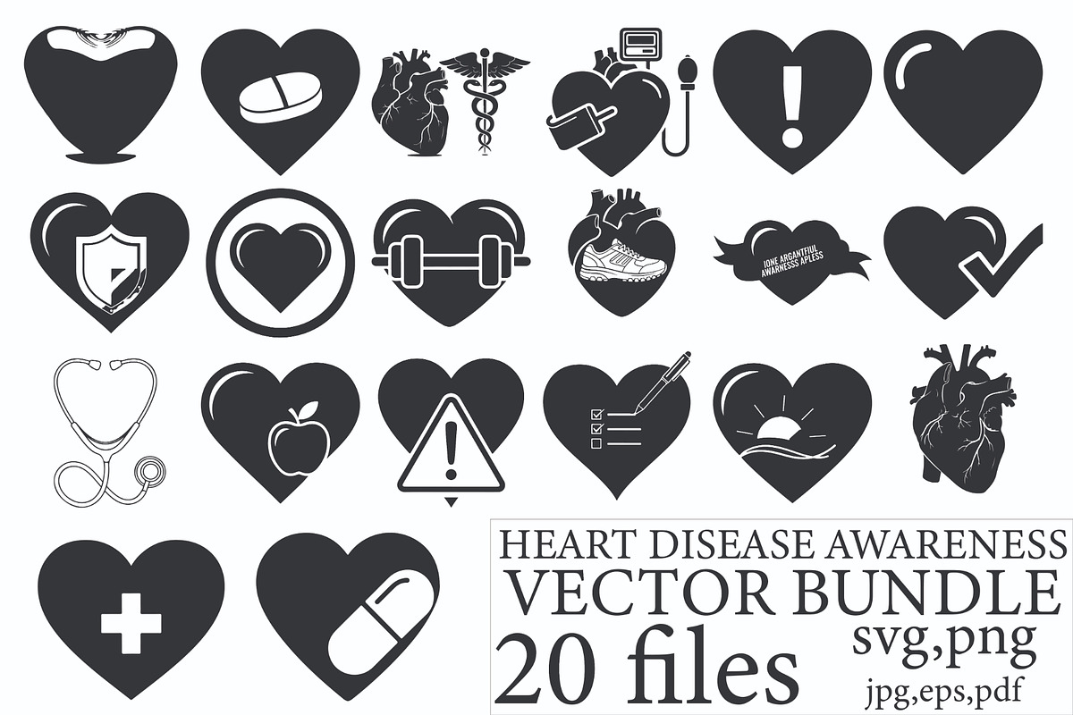 Heart Disease Awareness Vector Set, a Person Illustration by Designer_Momina (Photo 1 of 21)