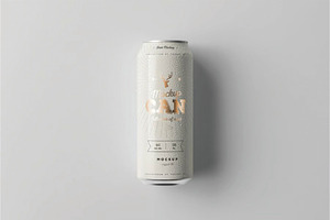 Top View Foil Label Drink Can Mockup, an Advertising Mockup by DesignRushMarket