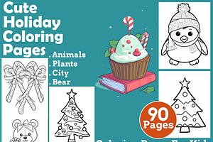 Cute Holiday Coloring Pages For Kids, an Animal Illustration by martinblan