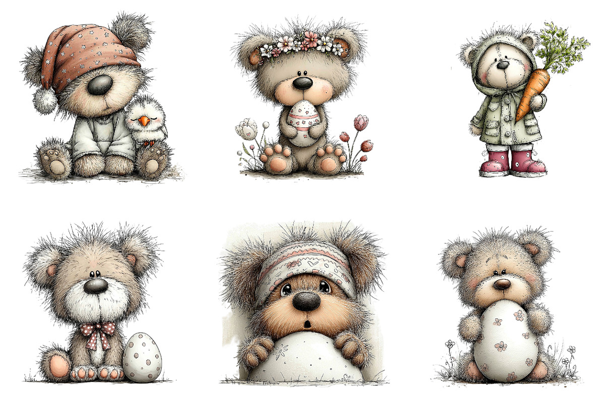 Whimsical easter teddy bear clipart, an Illustration by CreationArt (Photo 2 of 5)
