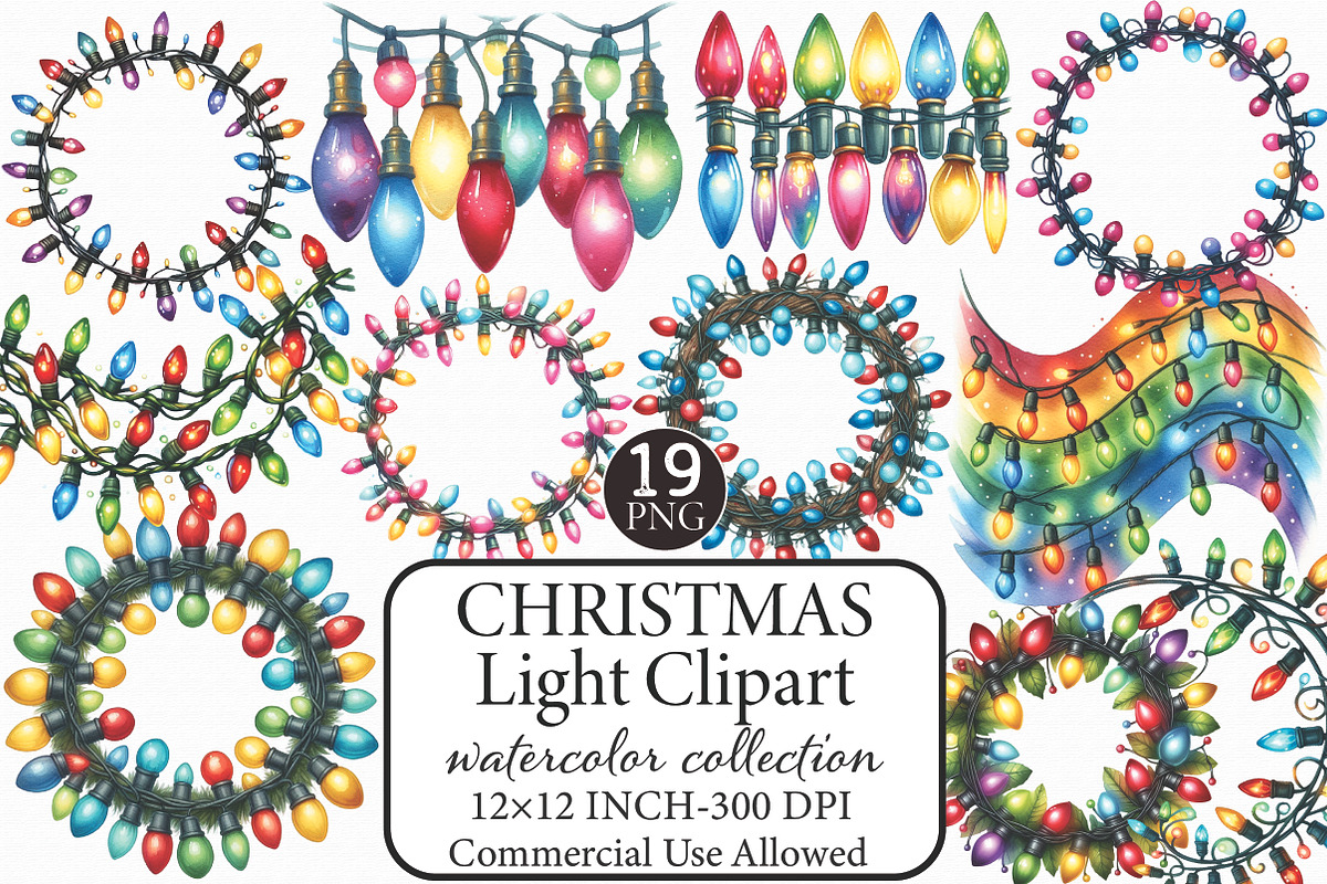Christmas Light Clipart, an Illustration by Libby Wishes (Photo 1 of 8)